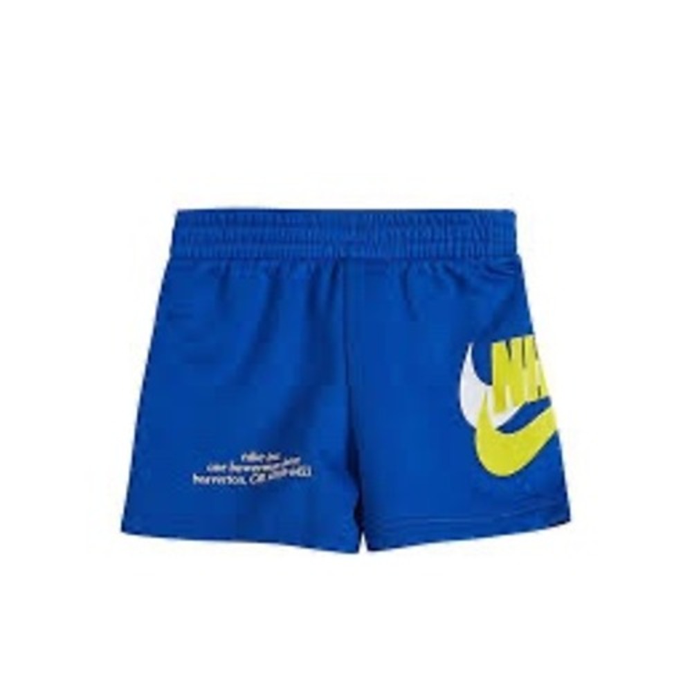 Nike Boys Blue Fleece Graphic Shorts Elastic Waist Size 4-5Y